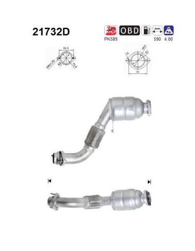 Catalizador As 21732D - OPEL OMEGA 2.5DTI ANTERIOR