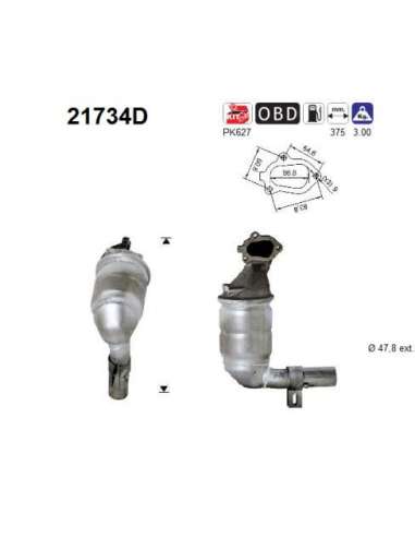 Catalizador As 21734D - OPEL CORSA 1,3I CDTI 70 CV