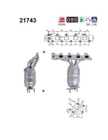 Catalizador As 21743 - OPEL ASTRA 1.6 Z16XEP 105CV