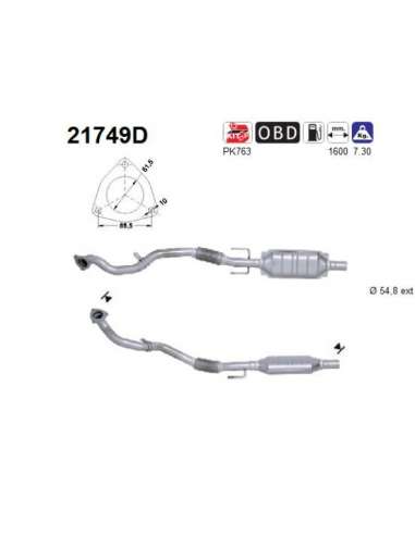 Catalizador As 21749D -  EXTINGUIDA OPEL VECTRA 1.9TD 1 50CV PO