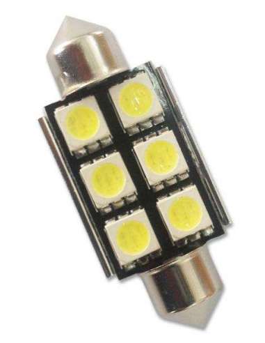 Bombilla 12V 6Smd 5050 T11 39 mm Blanco 1 Ud Canbus