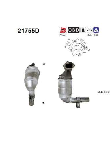 Catalizador As 21755D - OPEL MERIVA 1.3 TD CDTI 70CV