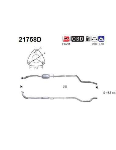 Catalizador As 21758D - OPEL MERIVA 1.7 TDCDTi 100CV