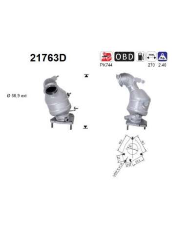 Catalizador As 21763D - OPEL ASTRA 1.9TD CDTI 120CV