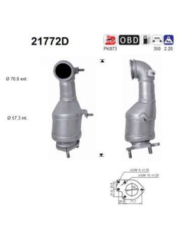 Catalizador As 21772D - OPEL ANTARA 2.0 TD DPF 150CV