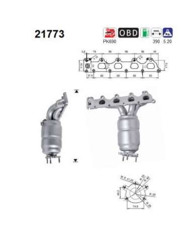 Catalizador As 21773 - OPEL ASTRA