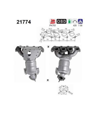 Catalizador As 21774 - OPEL TIGRA 1.4 90CV