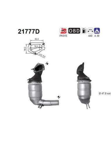 Catalizador As 21777D - Combo 1.3TD CDTI DPF 1248 cc