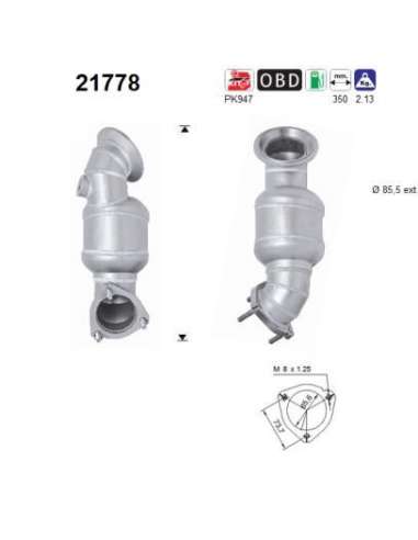 Catalizador As 21778 - Astra 2.0i 16V Turbo 1998 cc