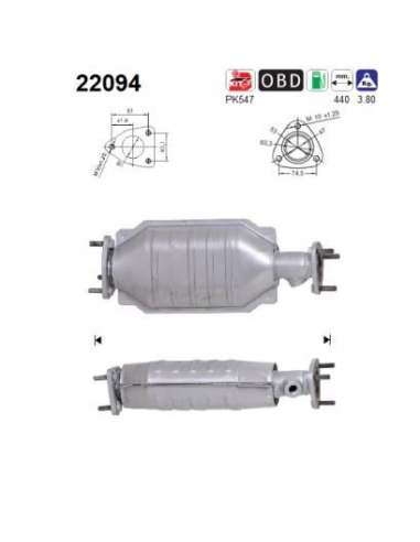 Catalizador As 22094 - HONDA ACCORD 2,3i 16V 160CV