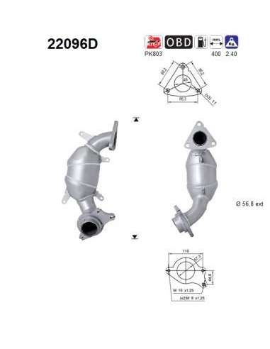 Catalizador As 22096D - HONDA ACCORD 2.0TD 140CV A