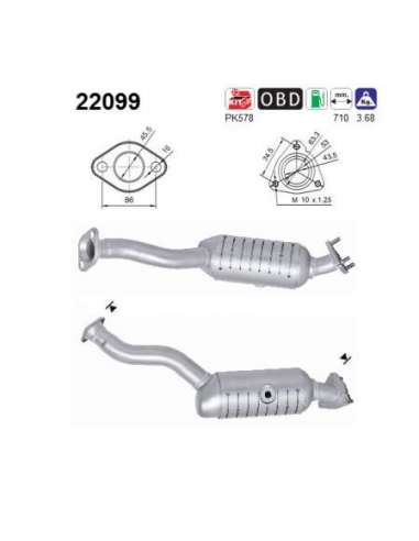 Catalizador As 22099 - Civic 1.4i 8V 1339 cc 61 Kw