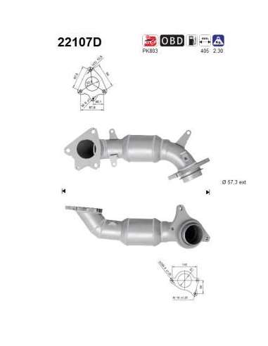 Catalizador As 22107D - CIVIC 2.2TD CDTI 2204 cc 103