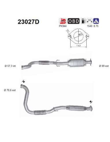 Catalizador As 23027D - Cherokee 2.8TD CRDi 2776 cc