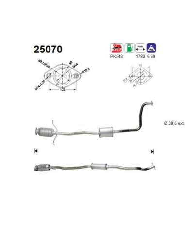 Catalizador As 25070 - MAZDA DEMIO 1.3i 72CV