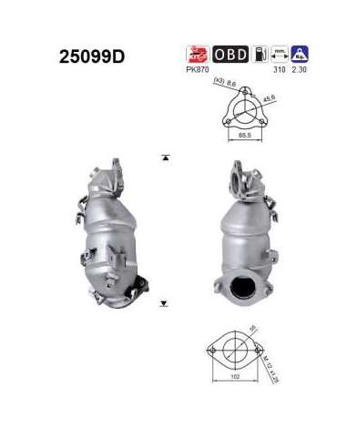 Catalizador As 25099D - KIA CEED 1,6TD CRDI 116CV A