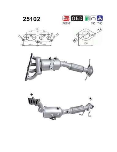 Catalizador As 25102 - MAZDA 3 1.6i