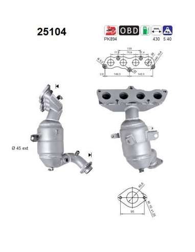 Catalizador As 25104 - MAZDA 2 1.3i