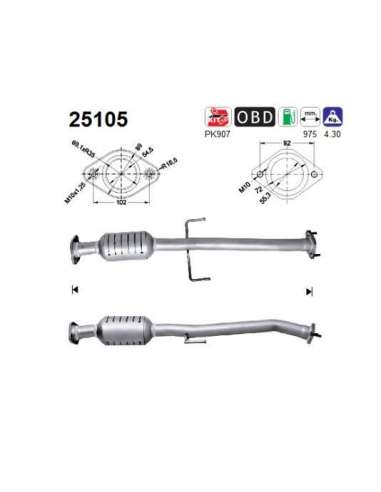 Catalizador As 25105 -  EXTINGUIDA MAZDA PREMACY 2.0i  131CV PO