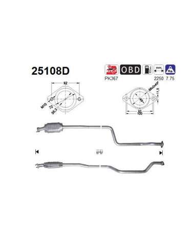 Catalizador As 25108D - 626 2.0TD 1998 cc 66 Kw / 90