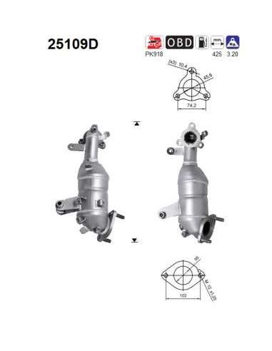 Catalizador As 25109D - Soul 1.6TD CRDI 1582 cc 94 K