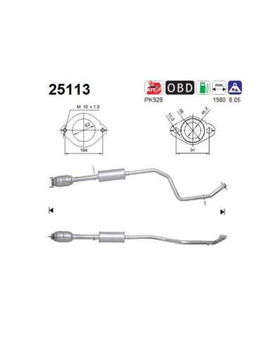 Catalizador As 25113 - 5 1.8i 16V 1798 cc 85 Kw / 11