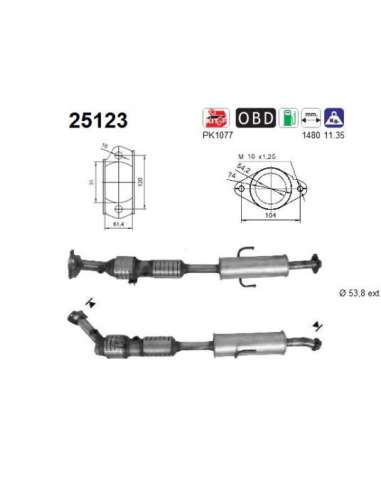 Catalizador As 25123 - 6 2.0i 16V 1999 cc 108 Kw /