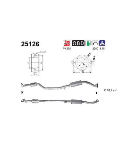 Catalizador As 25126 - AS MAZDA MX5 1.8i16V125CV