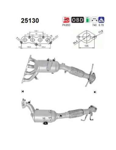 Catalizador As 25130 - AS Catalizador MAZDA 3 1.6i 1