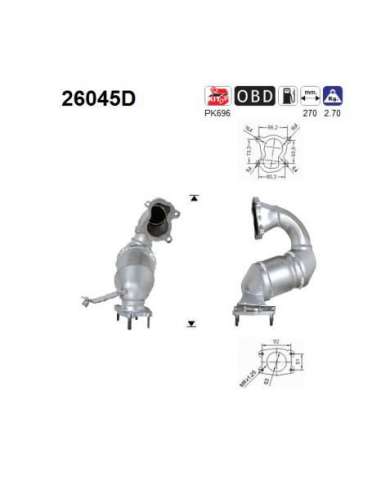 Catalizador As 26045D - MITSUBISHI SPACE STAR 1.9TD