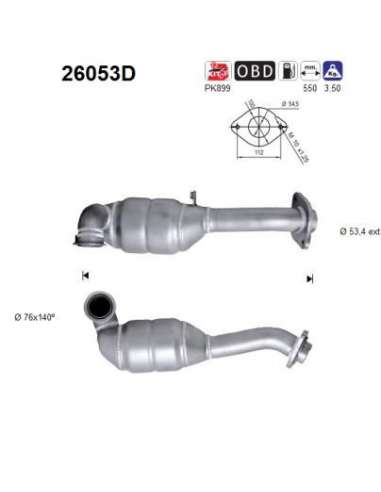 Catalizador As 26053D - MITSUBISHI GRANDIS 2.0TD 136