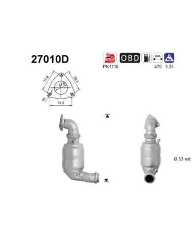 Catalizador As 27010D - AS JAGUAR XF 2.7TD DPF 207