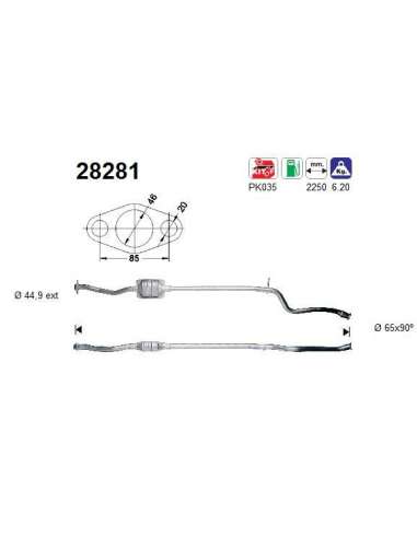 Catalizador As 28281 - PEUGEOT 106 1.1-XN/XR/SAXO 1.