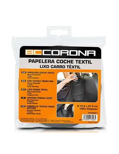 Papelera coche textil negra Bccorona