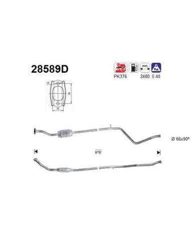 Catalizador As 28589D - PEUGEOT 3061.9D 70CV