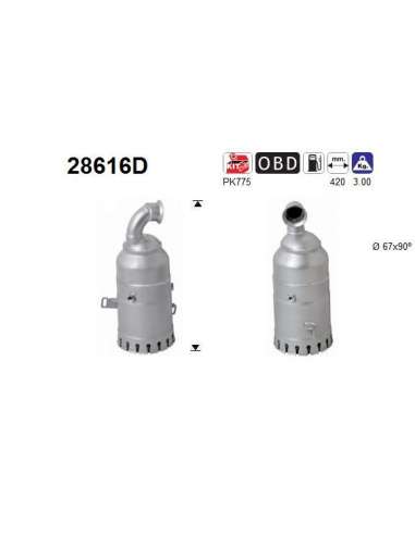 Catalizador As 28616D -  EXTINGUIDA PEUGEOT 407 1.6TD H DI 109CV