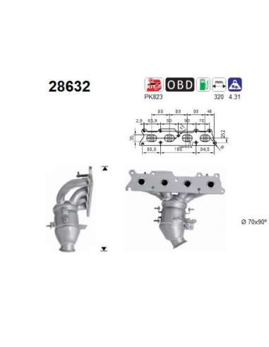 Catalizador As 28632 - PEUGEOT 307 2.0i 140CV ANT