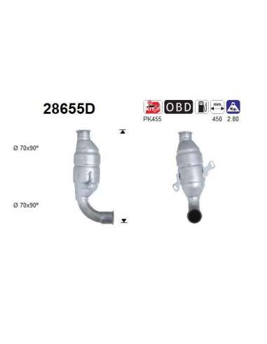 Catalizador As 28655D -  EXTINGUIDA PEUGEOT 207 1,4TD H Di 70CV