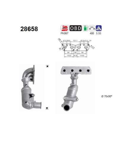 Catalizador As 28658 -  EXTINGUIDA PEUGEOT 308 1.6i 16 V 120CV