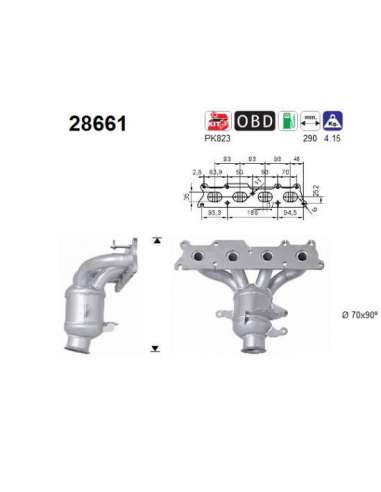 Catalizador As 28661 - 407 2.2i 16V 2230 cc 120 Kw