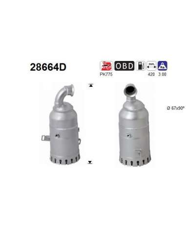 Catalizador As 28664D -  EXTINGUIDA PEUGEOT 407 1.6TD H DI DPF