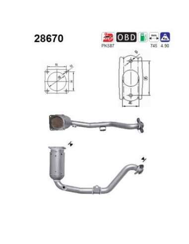 Catalizador As 28670 - 307 1.6i 16V 1587 cc 80 Kw /