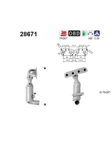 Catalizador As 28671 - PEUGEOT 207 1.6i 16V 120CV