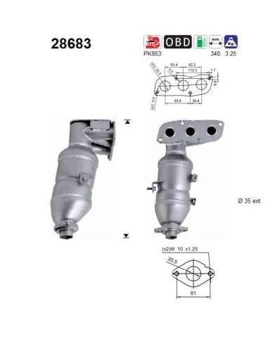 Catalizador As 28683 - AS PEUGEOT 107 1.0i