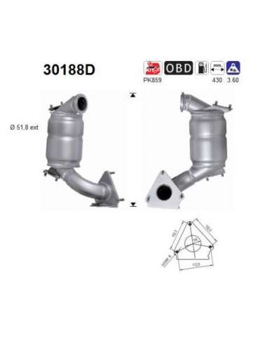 Catalizador As 30188D -  EXTINGUIDA RENAULT MEGANE 1.9T D DCi 130