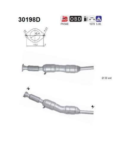 Catalizador As 30198D - Megane 1.9TD DCI 1870 cc 96