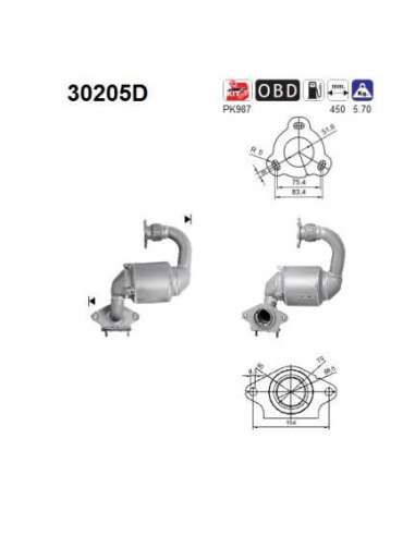 Catalizador As 30205D - MEGANE 2.0TD DCI 1995 cc 110