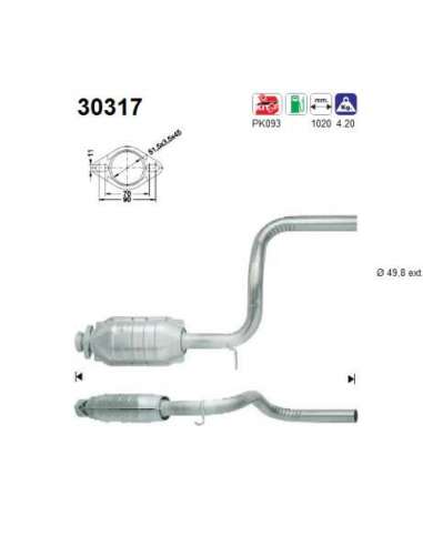 Catalizador As 30317 - RENAULT ESPACE 2.2I-RN/RT/RXE