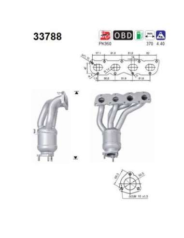 Catalizador As 33788 - Cordoba 1.6i 16V 1598 cc 77 K