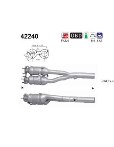 Catalizador As 42240 - AUDI A3 S3 QUATTRO 1.8 200CV